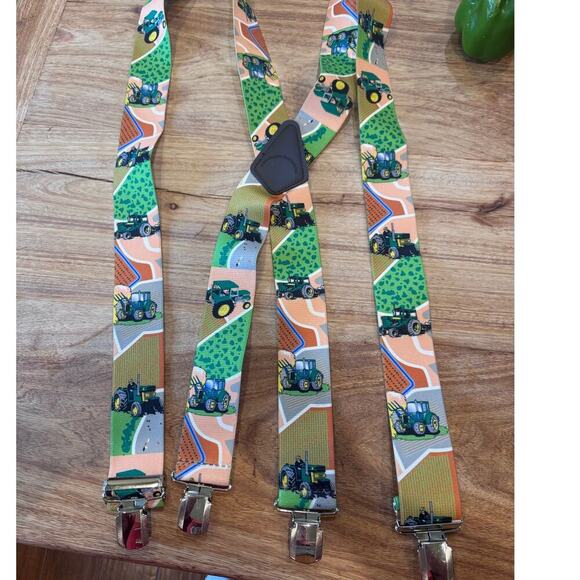 Suspender Store Green Tractor Suspenders 2" Wide Elastic X Back Pin Clip 60 inch - Picture 5 of 6
